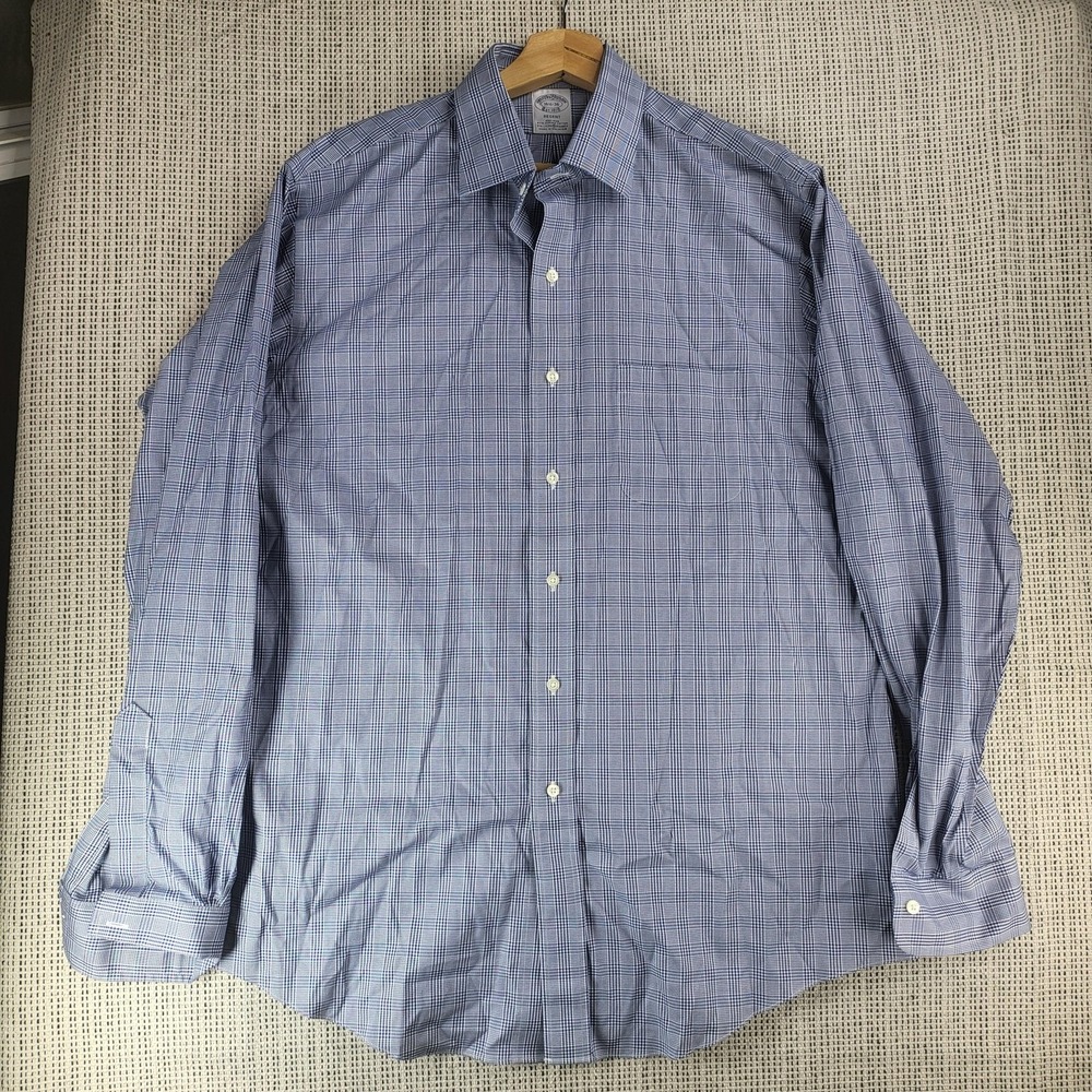 Brooks Brothers Shirt Mens 16.5 36 Regent Non Iron Plaid Stretch Dress Shirt‎